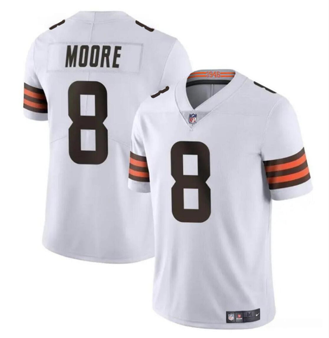 Men's Cleveland Browns #8 Elijah Moore White Vapor Limited Football Stitched Jersey